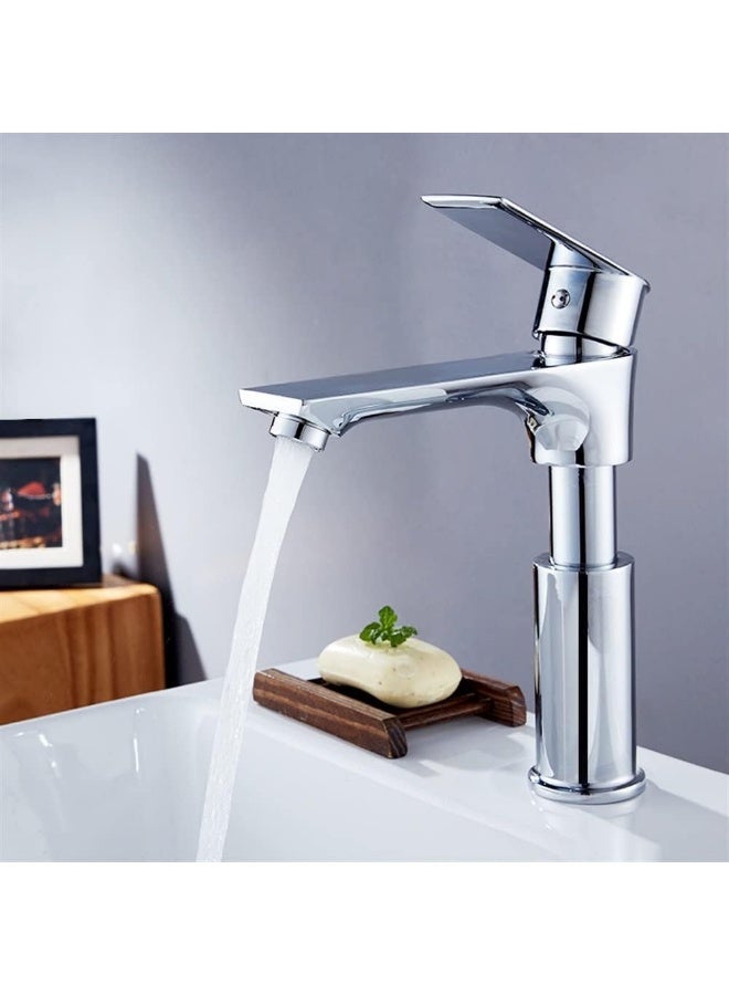 واي دي صنبور حوض حمام عصري بمقبض واحد، خلاط حوض بتصميم شلال، مصنوع من النحاس الصلب، مزود بخرطوشة سيراميك، يُركب على سطح الحوض، ذو فوهة عالية القوس للاستخدام في الحمامات والمغاسل. - Image 2